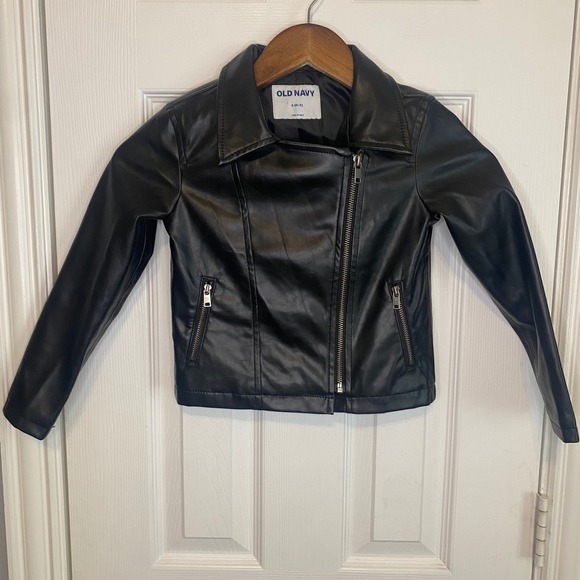 Old Navy Other - Old Navy Kids Boys Girls Jacket Small 6 7‎ Black Faux Leather Moto Streetwear
